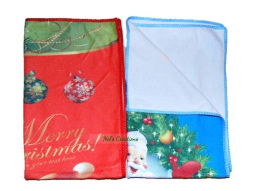 Merry Christmas Hand Face Towels, Santa Claus, Red & Blue Gift Bell Tree Towel - Picture 12 of 13