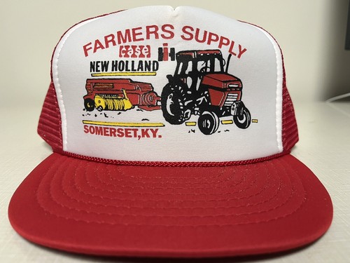 Vintage Farmers Supply - Ky-Mesh Druckknopflasche Trucker Mütze Kappe Etui, New Holland