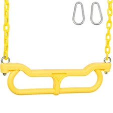 SWING SET STUFF COMBO TRAPEZE WITH 3.5 FT COATED CHAIN YELLOW hardware ring 0262
