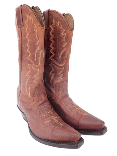 Larry Mahan Two-Tone Brown & Tan Pull-On Western Boots LARRY MAHAN TWO TONE BEIGE & BLUE W7 – judyfedora.com main image 3