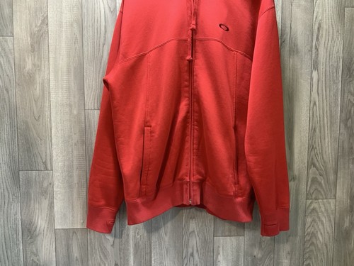Oakley Hoodie Mens Medium Red Fleece Lined Zip Up Sweatshirt - Picture 6 of 21
