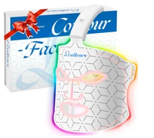LuxRenew Red Light LED Therapy Contour Face Mask + 7 Colors Rechargeable Skin