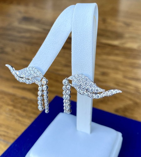 Hearts On Fire 3.1ct Diamond Ear Climber Drop Earrings Pristine $19k Est Papers - Picture 15 of 23