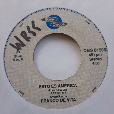 Franco De Vita Esto Es America SONY DISCOS VG+ 45 RPM #1941