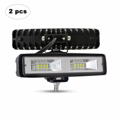 2X LED Work Lights 6 Inch 12V Driving Strip Flood Beam light Bar Offroad&Wiring - Foto 4 di 18