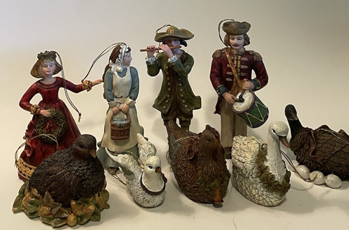 RARE Vintage Victorian Style 12 Days of Christmas Large Ornaments INCOMPLETE SET - 第 1/13 張圖片