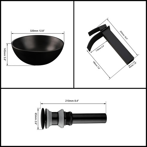 Bathroom Ceramic Round Vessel Sink Deck Mounted Washing Bowl Faucet Mixer Drain - Picture 2 of 7