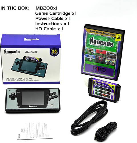 Retro Handheld Game Console for Sega Genesis, 12 MD Games in Cartridge and 18 Bu - Picture 7 of 8