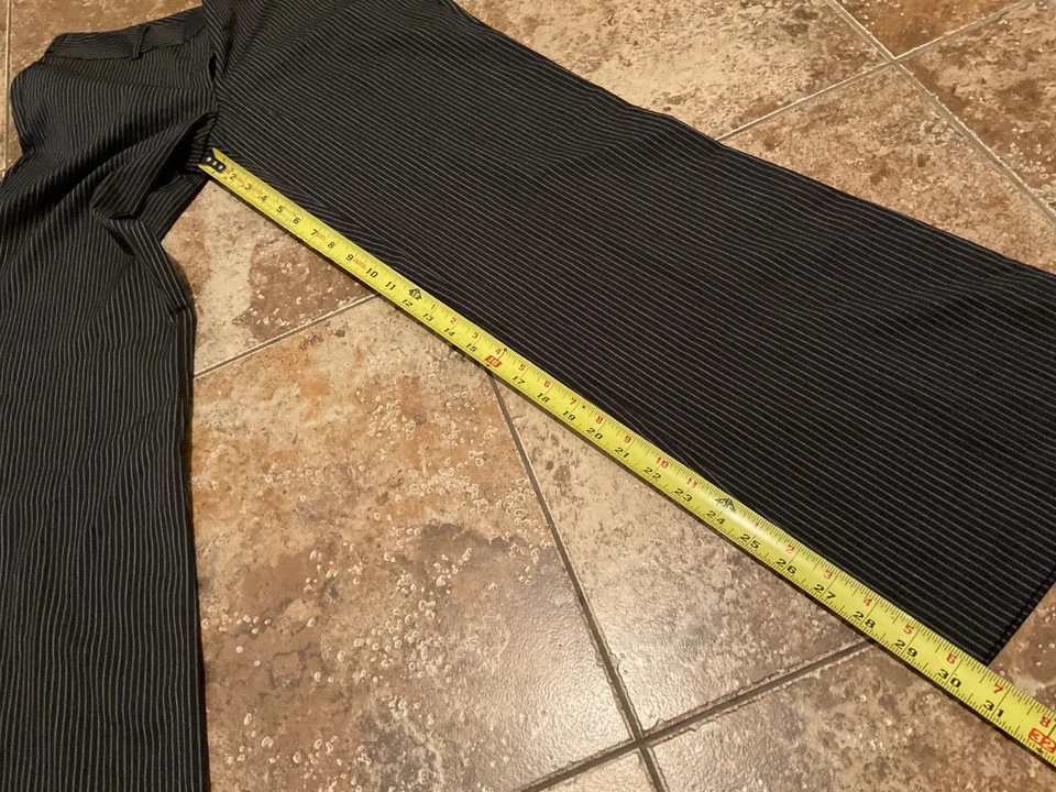 VINTAGE TRACY EVANS LIMITED FLARED WIDE LEG PINSTRIPE SLACKS ( SIZE 11 ) BLACK - Image 3 of 4