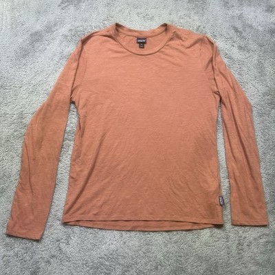 Patagonia Mainstay Shirt Women's M Peach Long Sleeve Organi Cotton Blend Outdoor