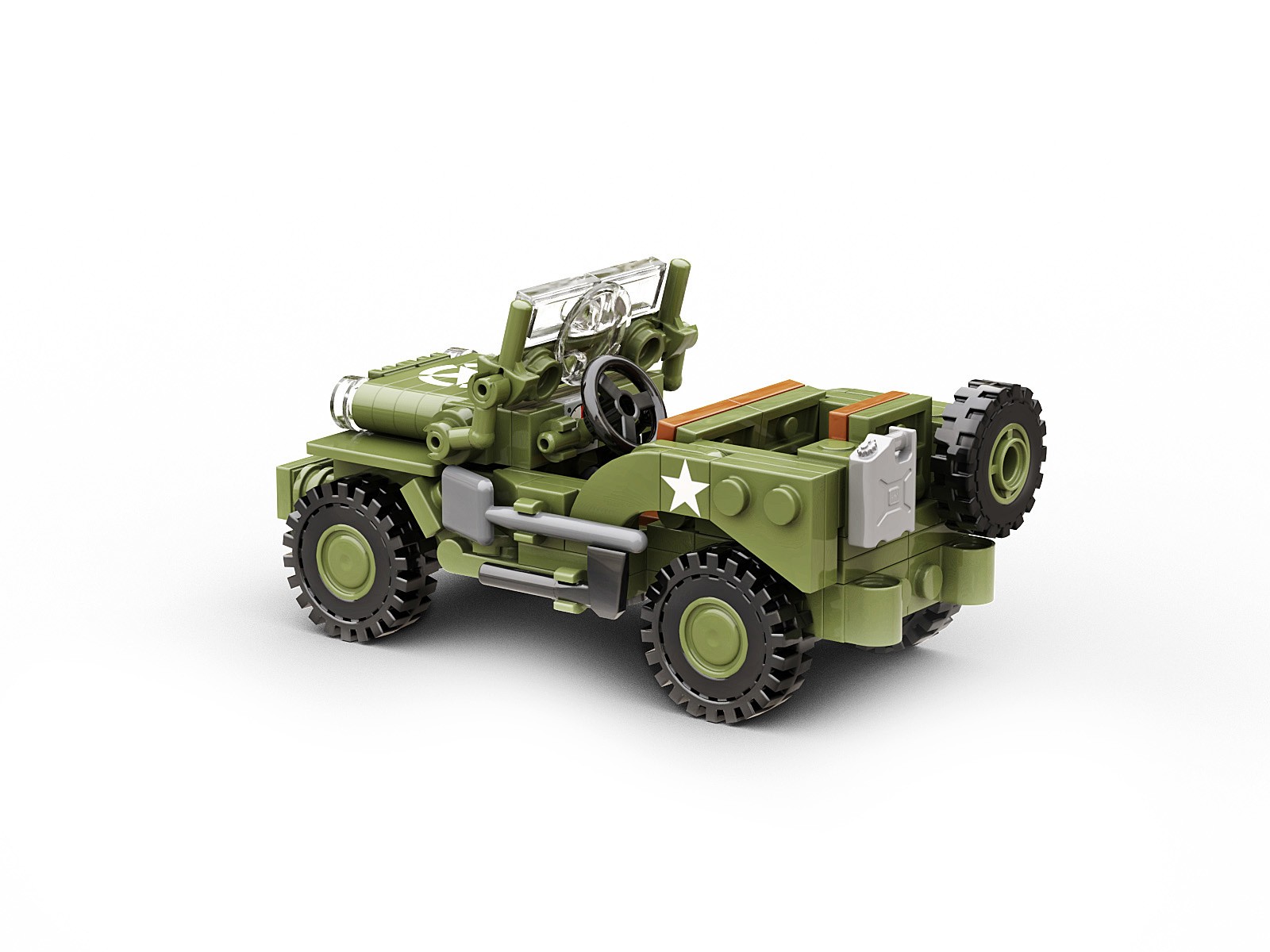 Build Army Willys MB Jeep Utility Vehicle Brick Build Model Kit