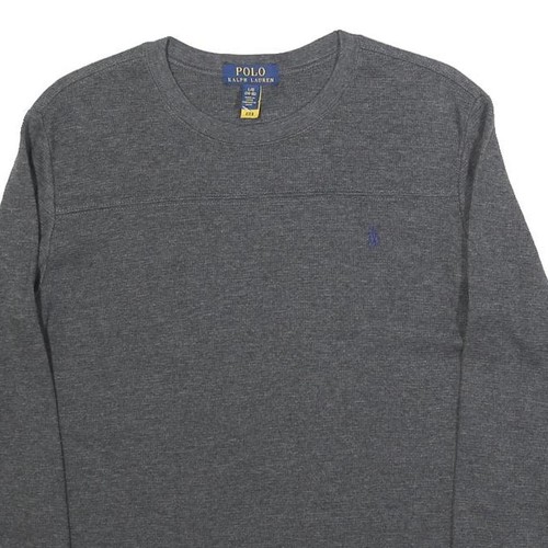 POLO RALPH LAUREN Boys Grey Plain Cotton Blend Jumper Crew Neck Regular L - Picture 2 of 6