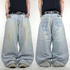 Vintage y2k grunge embroidered rare archive baggy wide leg skater jeans