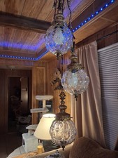 3 vinage glass swag lamps