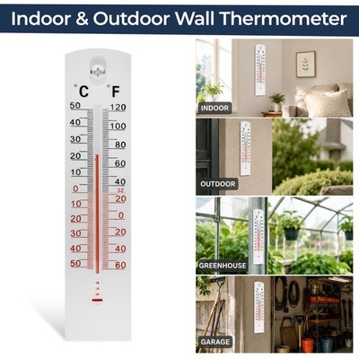 WANDTHERMOMETER Innen Außen Haus Zimmer Büro Garten Gewächshaus Temperatur