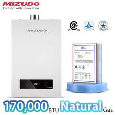 MIZUDO 170,000 BTU Tankless Water Heater Natural Gas Indoor For Shower Kitchen
