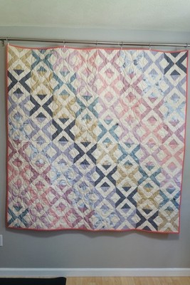 Multi Color Quilt With Coral Color Back 64 x65  