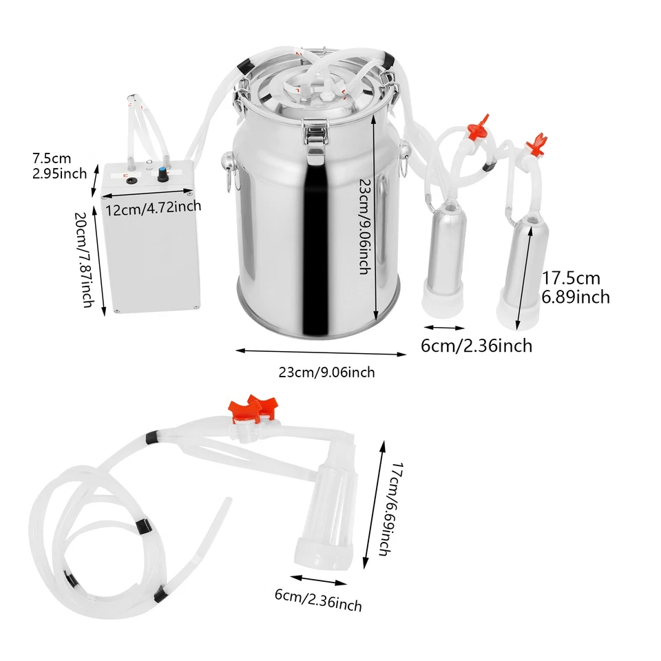 Pulsation Cow Milking Machine, Electric Cow Milker, Milking Machine with Stainle - Image 3 of 4