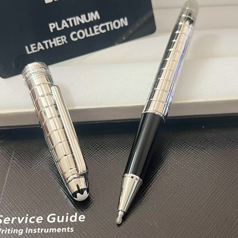 Montblanc Meisterstuck 163 Check Silver Rollerball Pen With Gift Box – Luxury