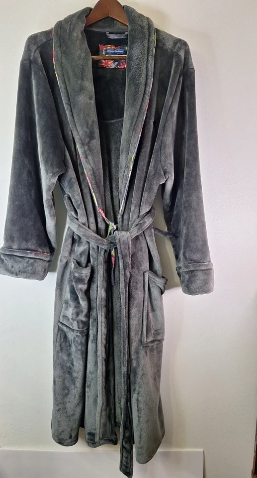 Халат унисекс TOMMY BAHAMA размер L/XL толстый серый плюшевый мягкий комфорт Cozycore Lounge - Изображение 3 из 4