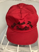 Vintage BILL’S AUTO PARTS Red StrapBack Trucker Hat Baseball Cap Made In USA