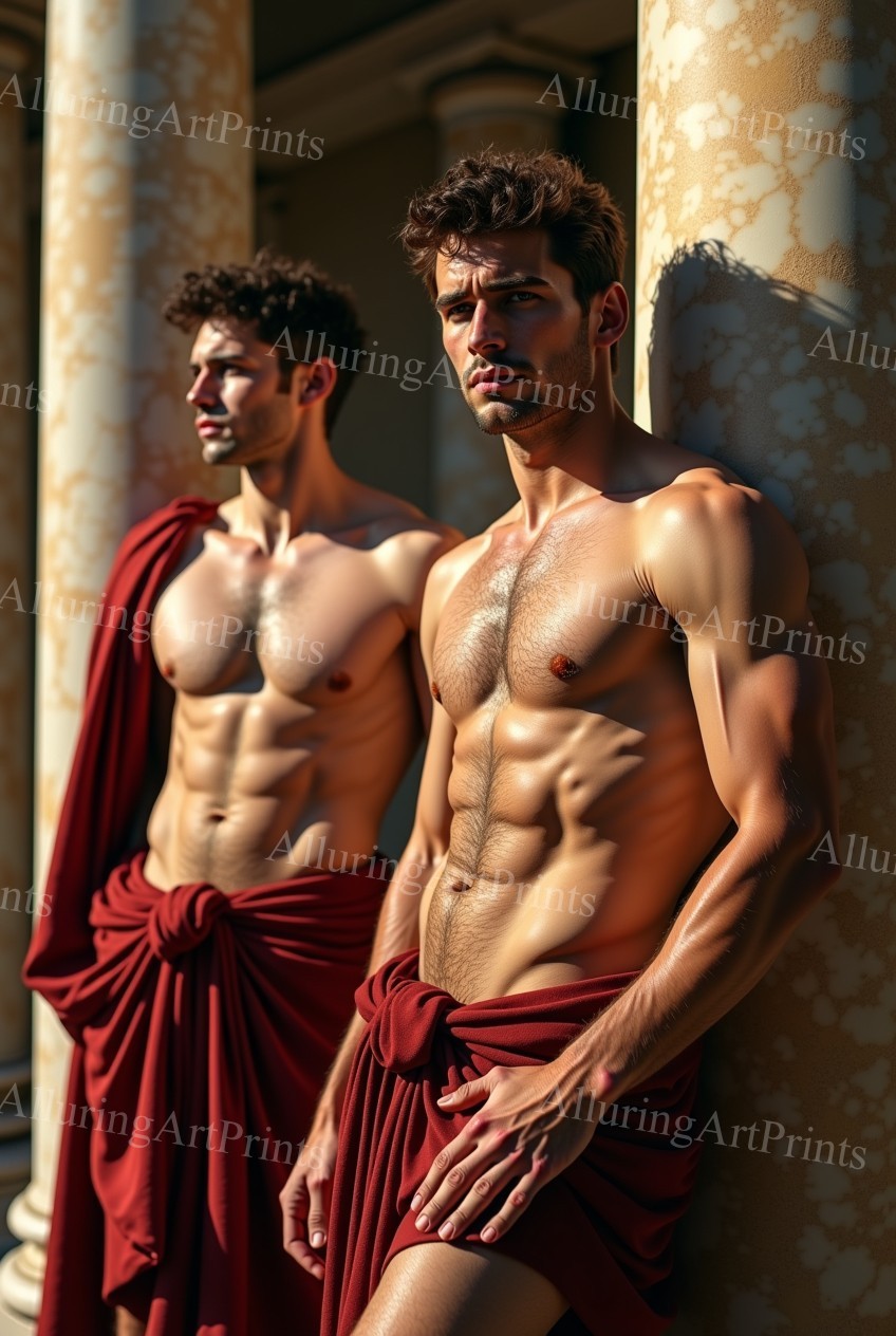 Male Model Photo Print Muscular Handsome Jock Shirtless Hunk Abs Roman-45E