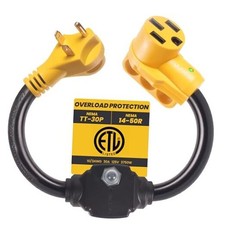 Overload Protector 30 Amp to 50 Amp RV Adapter Plug for Camper with Circuit