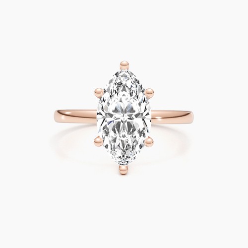 Diamond Solitaire Ring E VS1 Marquise 3ct Labcreated Solid 18k White Gold - Imagen 12 de 14