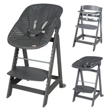 Roba Treppenhochstuhl Born Up Set 2in1 Liegeaufsatz Graphite gesteppt
