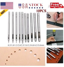 10 PCs Heavy Duty Leather Hollow Hole Punch Set Diy Hands 0.5 5mm New
