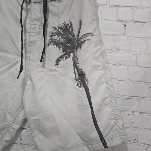 Maui And Sons Board Shorts Gray Hula Palm Tree Size 32 Swimsuit - Picture 4 of 5
