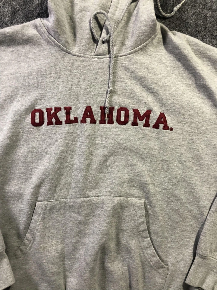 Oklahoma Sooners Sudadera con Capucha Para Hombres Gris NCAA Fútbol Majestuoso Pullover Foto 2 de 4