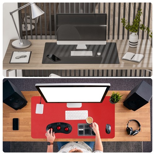 24"x13" Large Desk Mat, PU Leather Dual Side Large Desk Pad, Dark Blue - Afbeelding 5 van 6
