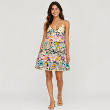 Zimmermann Floral Mini Dress Size 1 Tiered Lightweight Summer Dress