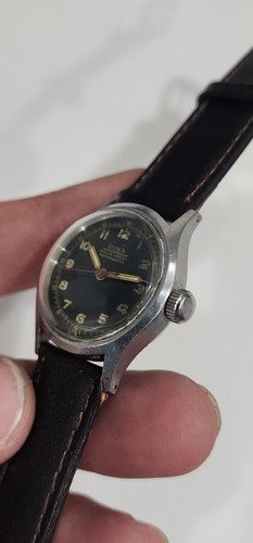 Vintage Doxa Military WWII 1940's Stainles Steel Black Dial 28mm Watch Working - Picture 13 of 21
