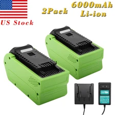 40V 6000mAh Li-ion Battery/Charger for Greenworks 29472 20292 20262 29462 27062