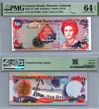 Cayman Islands 10 Dollars 1998 Pick # 23 PMG 64 EPQ CHOICE UNC