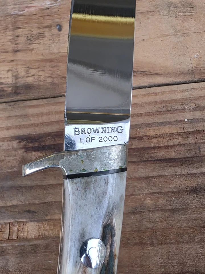 Cuchillo ciervo Browning modelo 53 edición limitada con filetes Japón 1 de 2000 Foto 4 de 4