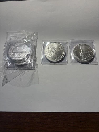 5)  2022 American Silver Eagle BU Brilliant Uncirculated Bullion $1 Coins