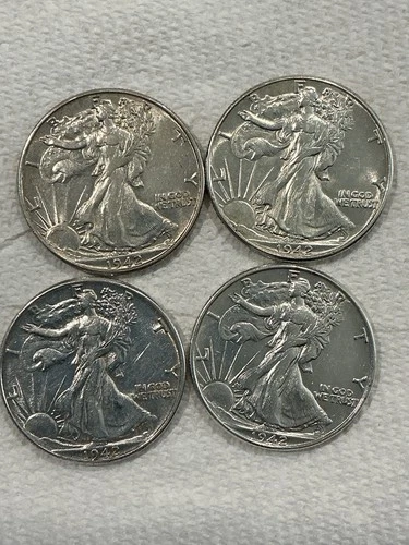 1942 Walking Liberty Half Dollar X four(4) CoinsVF-AU