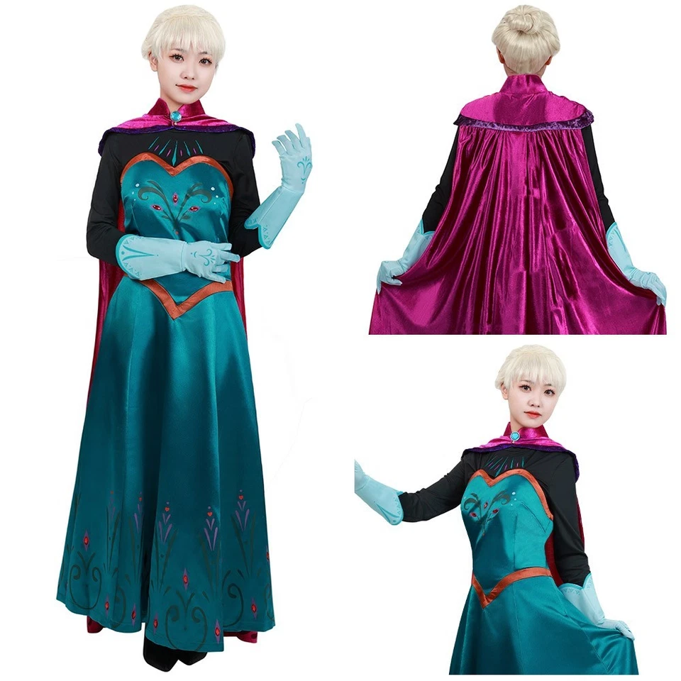 Princesa Elsa Reina Disfraz Juegos con disfraces Vestido Capa Guantes Halloween Traje Nuevo Foto 2 de 4