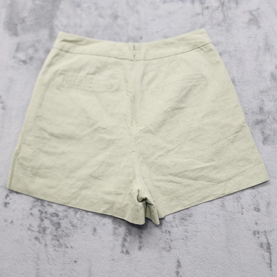 Pantalones Cortos Glassons Para Mujer 14 Verde Mezcla de Lino Cintura Alta Espalda Cremallera Forrados Preppy Foto 2 de 4