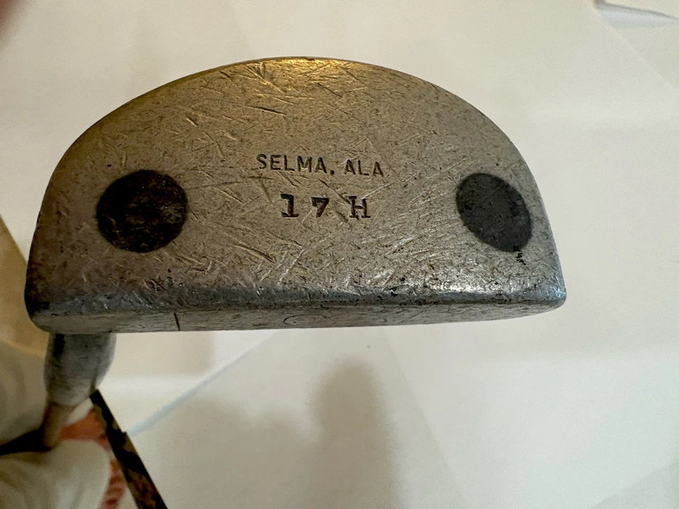 VINTAGE ANTIQUE WOOD SHAFT  SELMA ALABAMA 17H GOLF MALLET PUTTER - Image 2 of 4