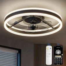 Modern Ceiling Fans, 20 Inch Black Ceiling Fan with Lights and Remote Control, A