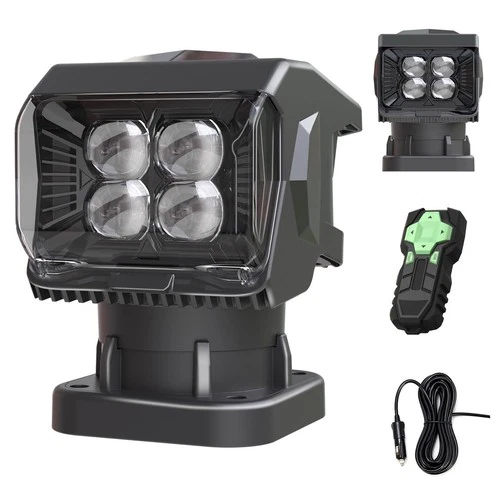 Remote Control LED Spotlight for Trucks Searchlight 50W, 360°Rotating Automat...
