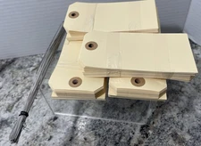 Large 125 Pcs Hang Tags  4 3/4" x 2 3/8" (12x6 cm), Manila cardboard Iron Wire