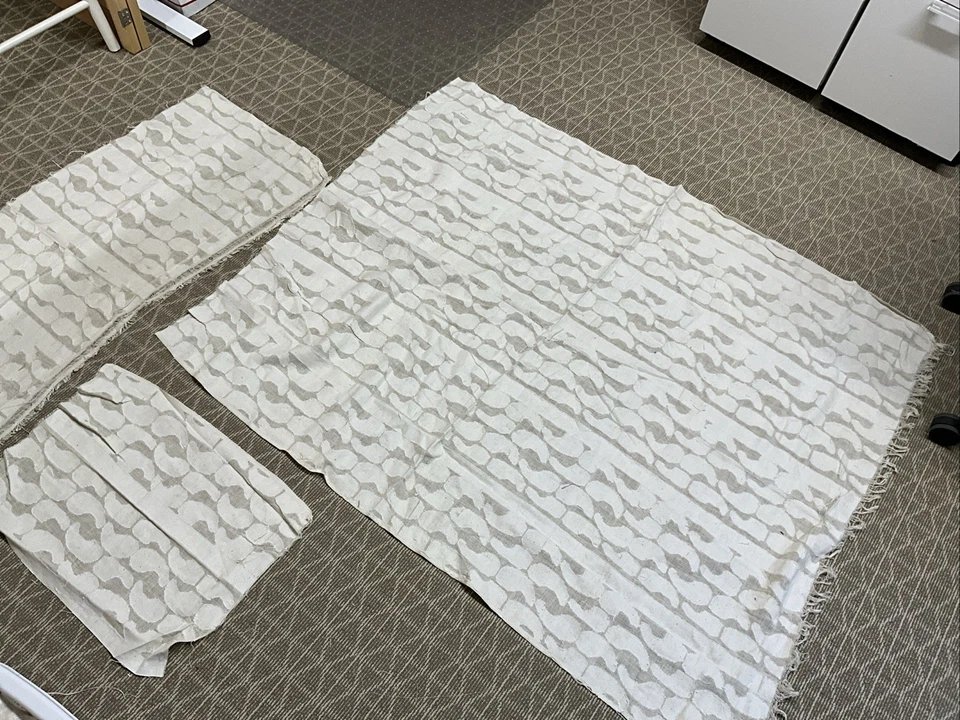 Designer Fabric Remnant Beige Pebble Design Sheer 55”x46” - Image 3 of 4