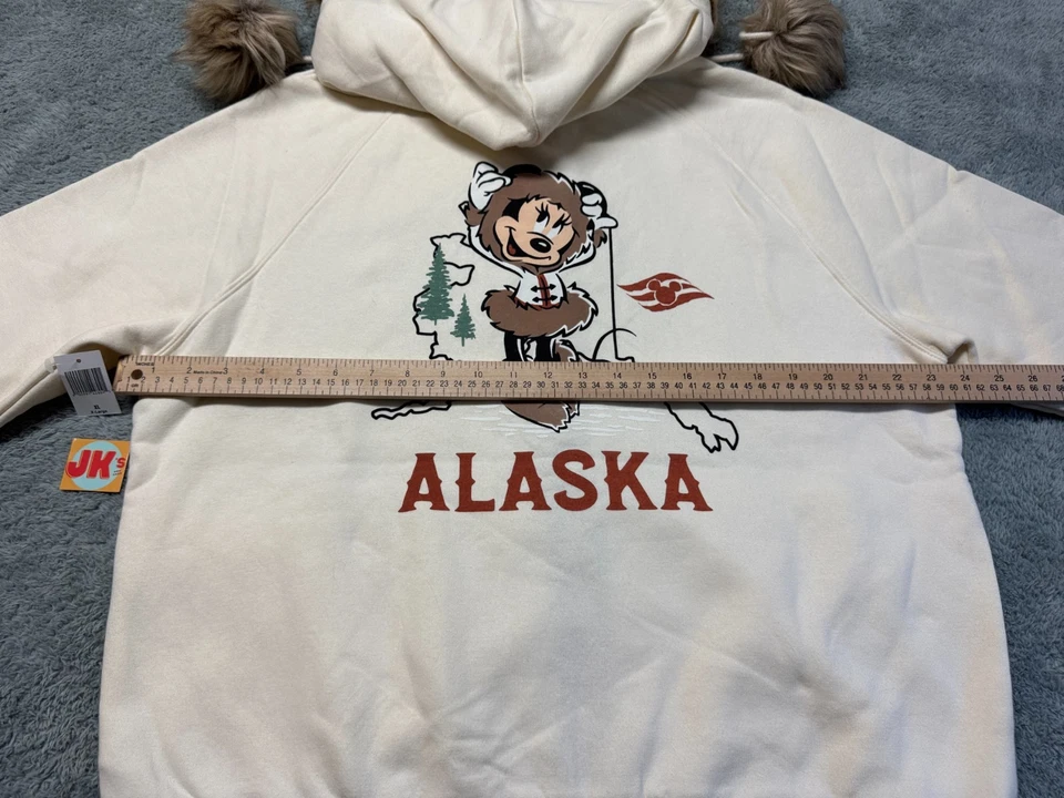 NEW Disney Cruise Line Hoodie Womens XL Beige Alaska Minnie Mouse Fur Trim DCL - Image 4 of 4