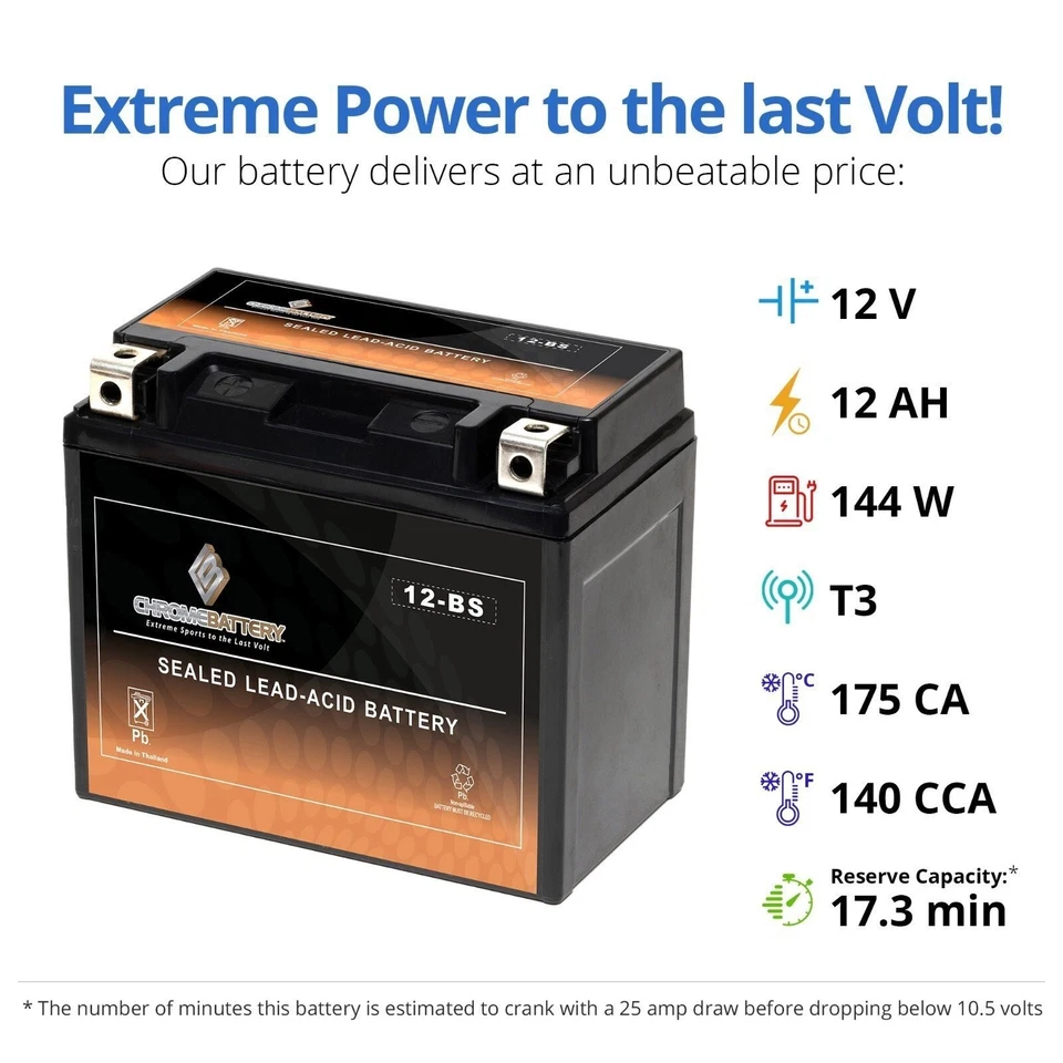 YTX12-BS Motorcycle Battery for SUZUKI VZ800 Marauder 800CC 97-'08 — 第 3/4 张图片
