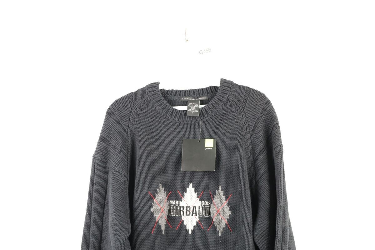NOS Vtg 90s Marithe Francois Girbaud Mens L Spell Out Argyle